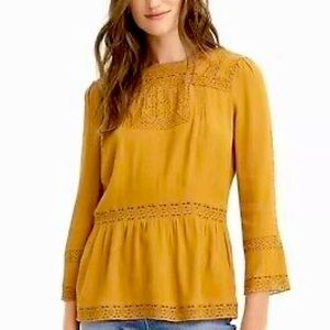 J Crew Point Sur Crochet trim top size 10